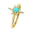 Turquoise Starburst Ring with Diamond Accents in 14kt Yellow Gold