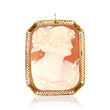 C. 1930 Vintage Brown Shell Cameo Pin/Pendant in 10kt Yellow Gold