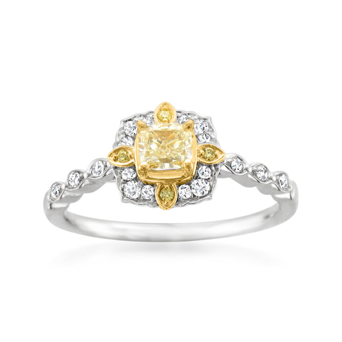 Le Vian .38 ct. t.w. Sunny Yellow Diamond Ring with .12 ct. t.w. Vanilla Diamonds in Platinum