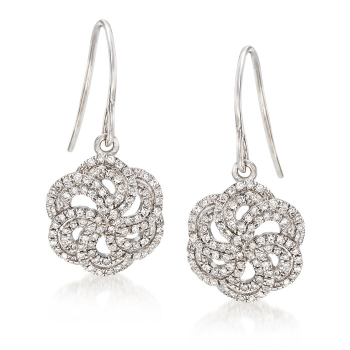 .34 ct. t.w. Diamond Pinwheel Drop Earrings in 14kt White Gold