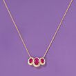 1.70 ct. t.w. Burmese Ruby and .24 ct. t.w. Diamond Necklace in 14kt Yellow Gold