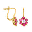 1.80 ct. t.w. Ruby and .30 ct. t.w. Diamond Drop Earrings in 14kt Yellow Gold