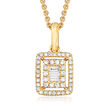 .22 ct. t.w. Round and Baguette Diamond Frame Pendant Necklace in 18kt Yellow Gold