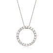 1.00 ct. t.w. Diamond Open Circle Pendant Necklace in 14kt White Gold