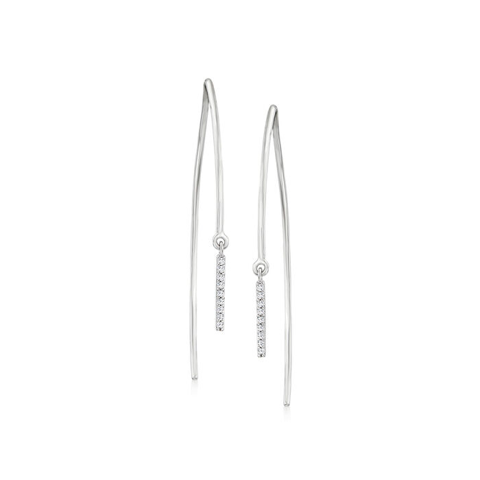 Diamond-Accented Bar Earrings in Sterling Silver