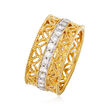 1.00 ct. t.w. Diamond Floral Eternity Band in 18kt Gold Over Sterling
