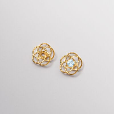 .50 ct. t.w. Round Aquamarine Stud Earrings in 14kt Yellow Gold