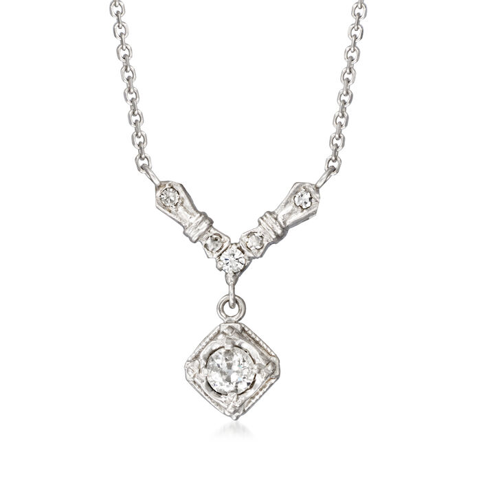 C. 1950 Vintage .37 ct. t.w. Diamond Necklace in 14kt White Gold