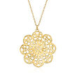Italian 14kt Yellow Gold Geometric Flower Necklace