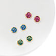 6.60 ct. t.w. Set of Three Multicolored Mystic Quartz Stud Earrings in 14kt Yellow Gold 