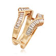 C. 1990 Vintage 1.50 ct. t.w. Diamond Baguette V-Shaped Insert Ring in 14kt Yellow Gold
