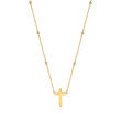 14kt Yellow Gold Cross Station Necklace with Diamond Accents