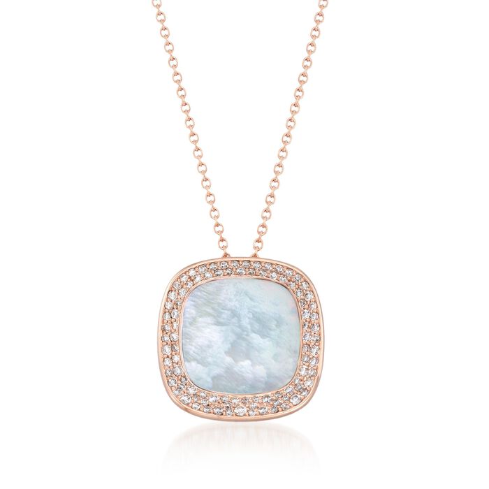 Roberto Coin &quot;Carnaby Street&quot; .65 ct. t.w. Diamond and Mother-Of-Pearl Pendant Necklace in 18kt Rose Gold