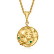 C. 1980 Vintage .28 ct. t.w. Multi-Gemstone Globe Pendant Necklace with Diamond Accents in 18kt Yellow Gold