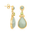 Jade and .40 ct. t.w. Peridot Drop Earrings in 18kt Gold Over Sterling