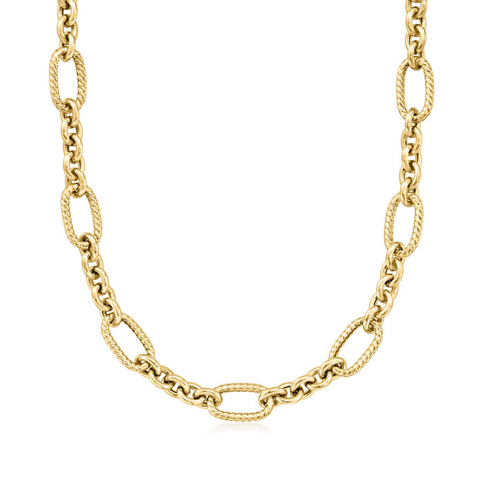 14kt Yellow Gold Twisted Alternating-Link Necklace