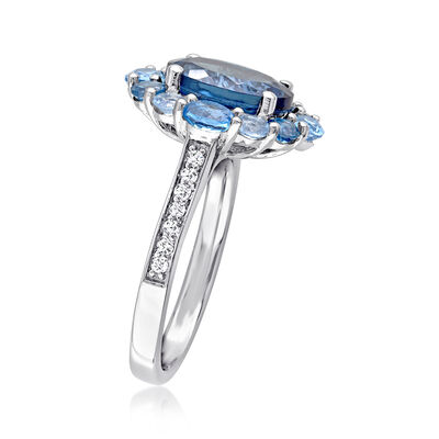 5.10 ct. t.w. Tonal Blue Topaz Ring with .10 ct. t.w. White Topaz in Sterling Silver
