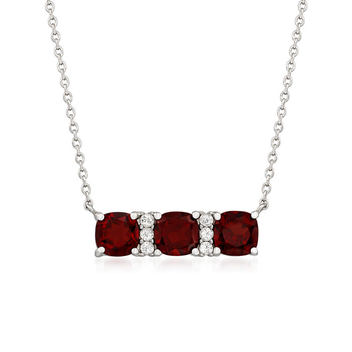 3.00 ct. t.w. Garnet and .17 ct. t.w. White Zircon Necklace in Sterling Silver