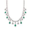 C. 1980 Vintage 3.85 ct. t.w. Emerald and 17.25 ct. t.w. Diamond Necklace in 18kt White Gold
