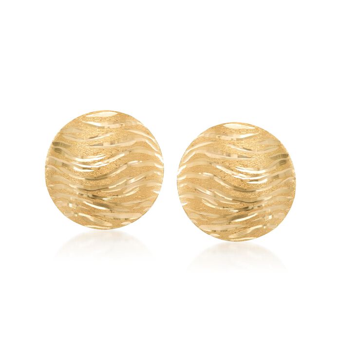 Italian 18kt Yellow Gold Diamond-Cut and Textured Dome Earrings
