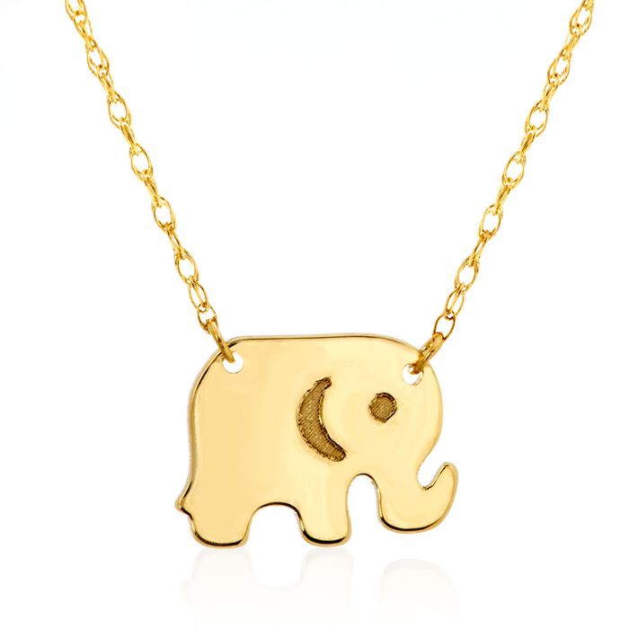 14kt Yellow Gold Baby Elephant Necklace. 16