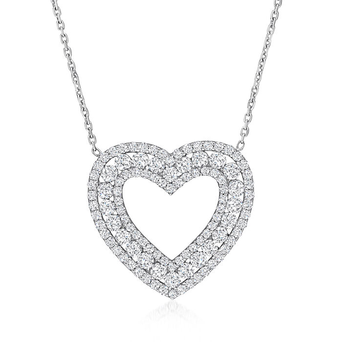 1.40 ct. t.w. Diamond Heart Necklace in 14kt White Gold