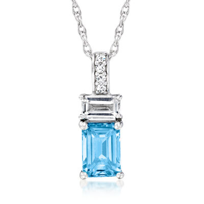 5.60 ct. t.w. Swiss Blue and White Topaz Jewelry Set: Earrings, Ring and Pendant Necklace in Sterling Silver