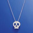 .70 ct. t.w. CZ Skull Necklace in Sterling Silver