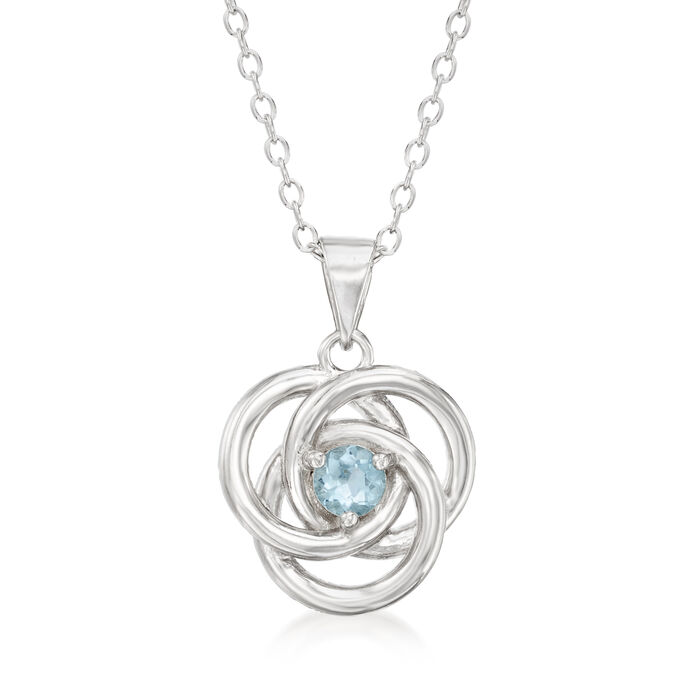 .10 Carat Aquamarine Love Knot Pendant Necklace in Sterling Silver