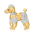 C. 1980 Vintage 1.00 ct. t.w. Diamond Poodle Pin with Ruby Accent in 18kt Yellow Gold