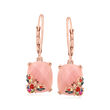 Pink Opal and .14 ct. t.w. Multicolored Sapphire Bumblebee Drop Earrings with Garnet Accents in 18kt Rose Gold Over Sterling