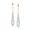 Mother-Of-Pearl and .48 ct. t.w. Diamond Teardrop Earrings in 14kt Yellow Gold