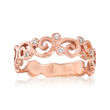 14kt Rose Gold Spiral Ring with Diamond Accents