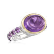 6.70 ct. t.w. Amethyst Ring in Sterling Silver and 14kt Yellow Gold