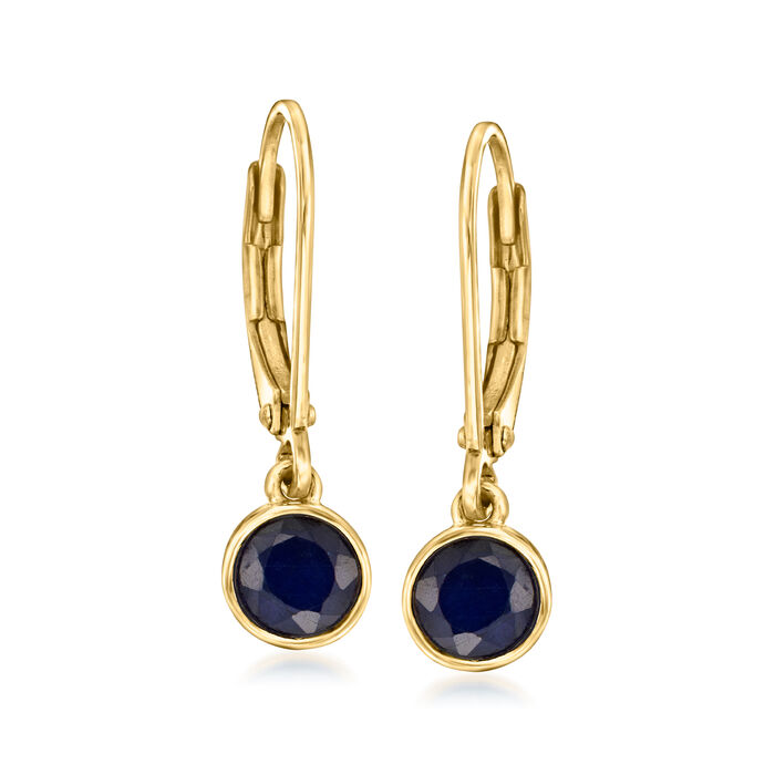 1.50 ct. t.w. Bezel-Set Sapphire Drop Earrings in 18kt Gold Over Sterling