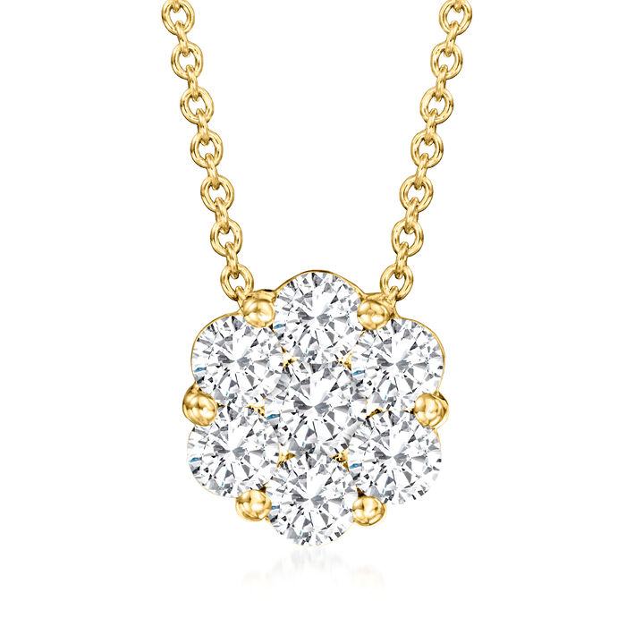 .75 ct. t.w. Diamond Cluster Pendant Necklace in 14kt Yellow Gold
