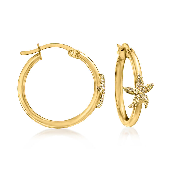 14kt Yellow Gold Starfish Hoop Earrings