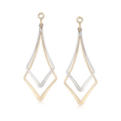 14kt Two-Tone Gold Open-Space Double Kite-Shaped Earring Jackets