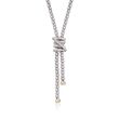 Phillip Gavriel &quot;Popcorn&quot; .13 ct. t.w. Diamond X Lariat Necklace in Sterling Silver and 18kt Yellow Gold
