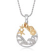 .15 ct. t.w. Diamond Sea Life Pendant Necklace in Sterling Silver and 18kt Gold Over Sterling