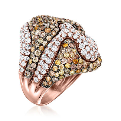 6.05 ct. t.w. Multicolored Diamond Ring in 18kt Rose Gold