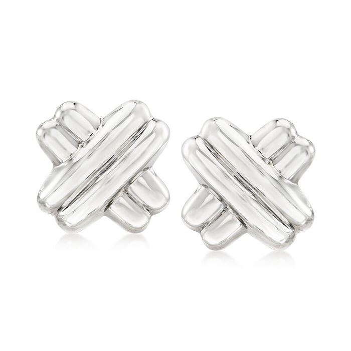 Sterling Silver X Clip-On Earrings 