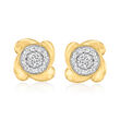 .11 ct. t.w. Pave Diamond Flower Earrings in 10kt Yellow Gold
