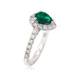 1.00 Carat Pear-Shaped Emerald and .75 ct. t.w. Diamond Ring in 14kt White Gold