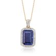 6.50 Carat Sapphire and .24 ct. t.w. Diamond Pendant Necklace in 14kt Yellow Gold