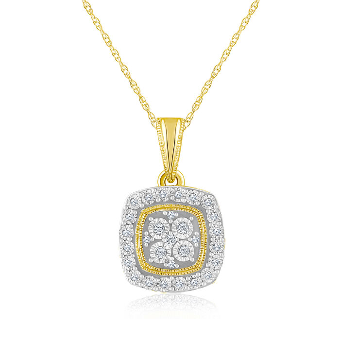 .10 ct. t.w. Diamond Square Cluster Pendant Necklace in 14kt Yellow Gold