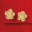 Italian 18kt Yellow Gold Rose Earrings