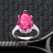 12.00 Carat Pear-Shaped Pink Topaz Ring in Sterling Silver