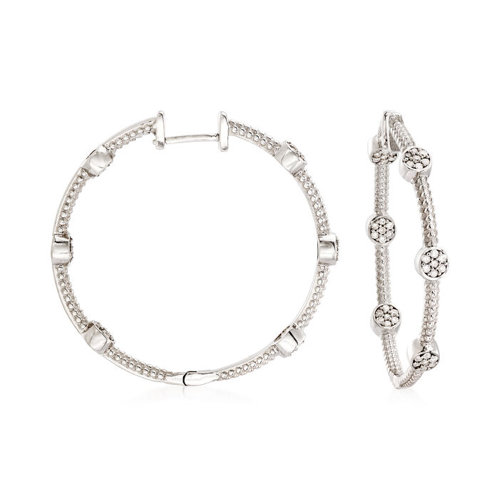 .33 ct. t.w. Bezel-Set Diamond Hoop Earrings in Sterling Silver