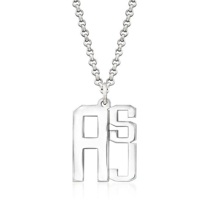 Sterling Silver Personalized Stacked Monogram Pendant Necklace